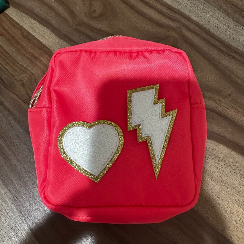 NWT small pouch with heart and lightning patch